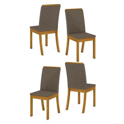 Cadeira Para Mesa De Jantar Dina Kit 04 Peças Bege - Henn