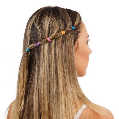 Kit 100 Elástico De Borracha Para Cabelo Colorido Ricca