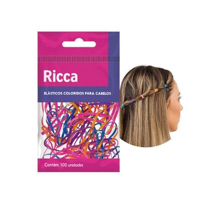 Kit 100 Elástico De Borracha Para Cabelo Colorido Ricca