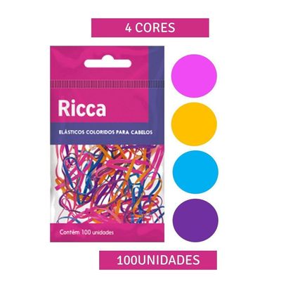 Kit 100 Elástico De Borracha Para Cabelo Colorido Ricca