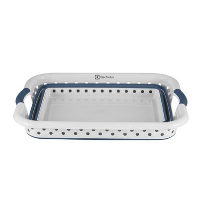 Cesto para Roupas Dobrável Electrolux 40 Litros Branco e Azul