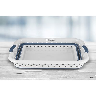 Cesto para Roupas Dobrável Electrolux 40 Litros Branco e Azul
