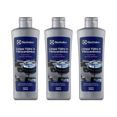Kit Limpa Vidro e Vitrocerâmico de Indução Electrolux Remove Manchas e Gorduras 3 unidades Não se aplica
