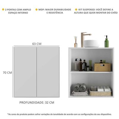 Gabinete Banheiro 2 Portas 63Cm Multimóveis V5007 Branco