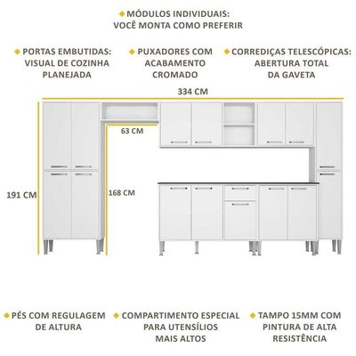 Cozinha Compacta Armário E Balcão Xangai Blues Multimóveis