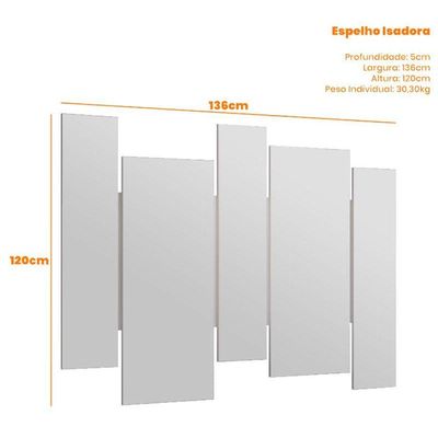 Espelho Decorativo Para Sala De Estar Isadora Off White - New Ceval