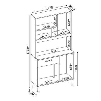 Kit Para Cozinha Compacta Malta Amêndola Branco - Demóbile