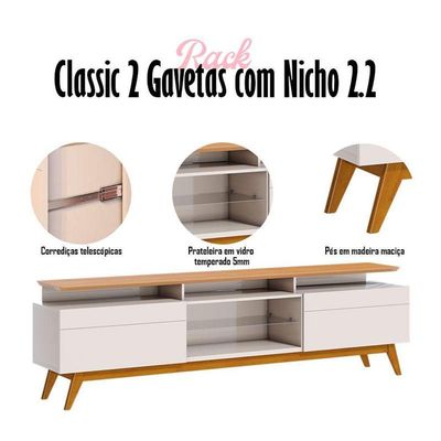 Rack Bancada Classic 2 Gavetas Com Nicho 2.2 Off White Nature - Imcal