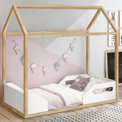 Mini Cama Montessoriana Zoe Branco Acetinado Pinus Natural - Reller