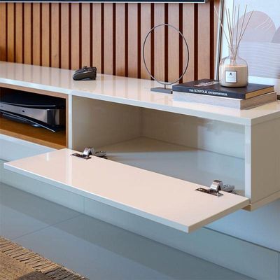 Painel Para Tv Home Suspenso Ripado Loft 2.2 Nature Off White - Imcal