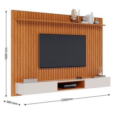 Painel Para Tv Home Suspenso Ripado Loft 2.2 Nature Off White - Imcal