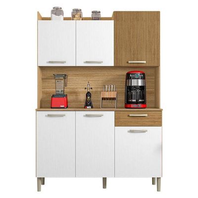 Kit Cozinha Ambiente Gênova 6 Portas Freijó Supremo Ripado - Kits Paraná