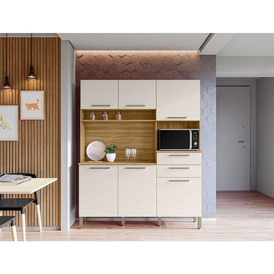Cozinha Ambiente Montesa 6 Portas E 2 Gavetas Freijó Soft - Kits Paraná