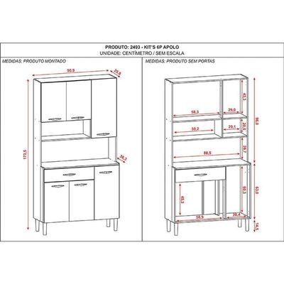 Kit Cozinha 6 Portas Ambiente Apolo Freijó Soft - Kits Paraná