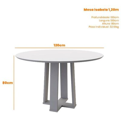 Mesa De Jantar 120 Cm Isabela Com Vidro Off White - New Ceval