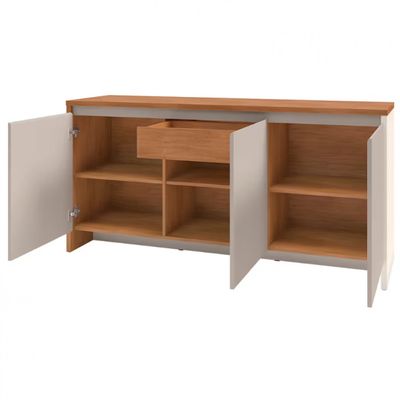 Buffet Casa D Madrid MDF e MDP com 3 Portas e 3 Prateleiras Off White/ Cedro