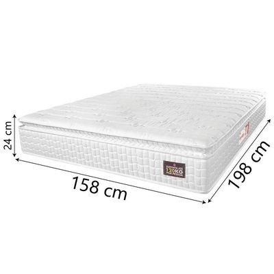 Colchão Casal Queen Espuma D33 Pillow Top Van Gogh 158x198x24cm Branco Hellen - Suporta Até 120 Kg Por Pessoa Branco