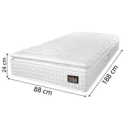 Colchão Solteiro Espuma D45 Lazio Pillow Top 88x188x24cm Branco Hellen-suporta Até 150 Kg Por Pessoa Branco