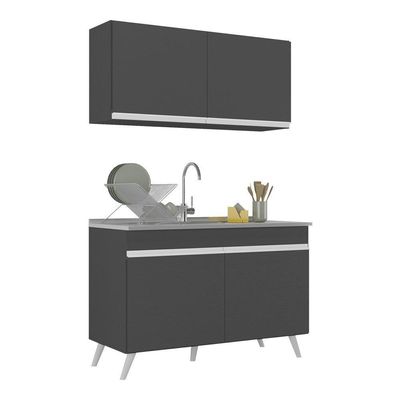Armário De Compacta 2 Peças Multimóveis Preto/branco