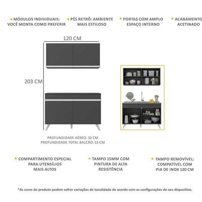 Armário De Compacta 2 Peças Multimóveis Preto/branco