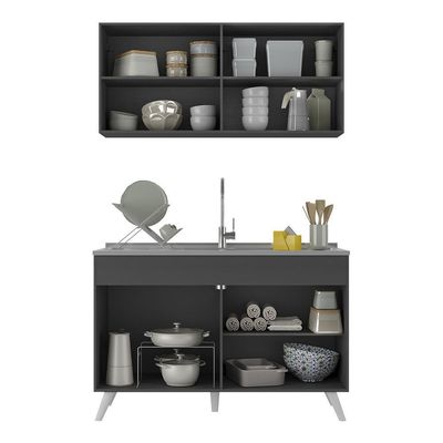 Armário De Compacta 2 Peças Multimóveis Preto/branco