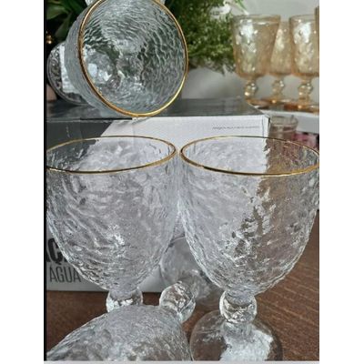 Taça de Água Cristal Com Fio De Ouro 320 ML - Lyor