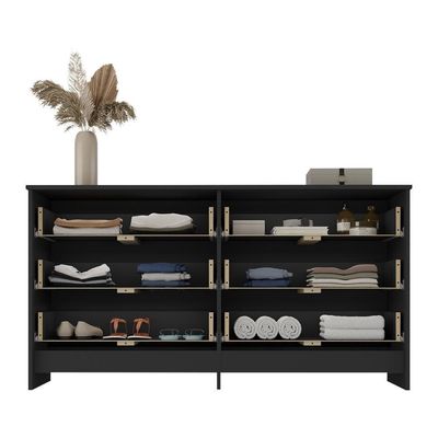 Cômoda 136cm Com 6 Gavetas Flex Multimóveis Preto