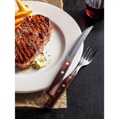 Jogo de Talheres para Churrasco Tramontina em Aço Inox com Cabo Castanho Polywood 12 Peças