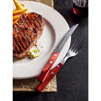 Jogo de Talheres para Churrasco Tramontina em Aço Inox com Cabo Castanho Polywood 12 Peças