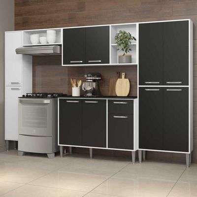 Cozinha Compacta Multimóveis Xangai Classic Branca/preta