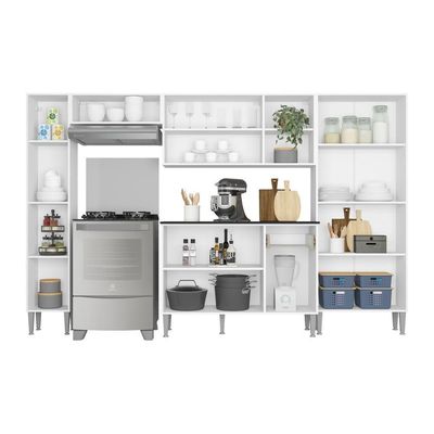 Cozinha Compacta Multimóveis Xangai Classic Branca/preta