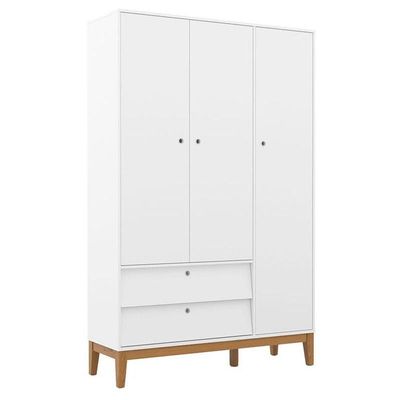 Quarto De Bebê Unique 3 Portas Com Cômoda 6 Gavetas E Painel Ripado Branco Soft Eco Wood - Matic