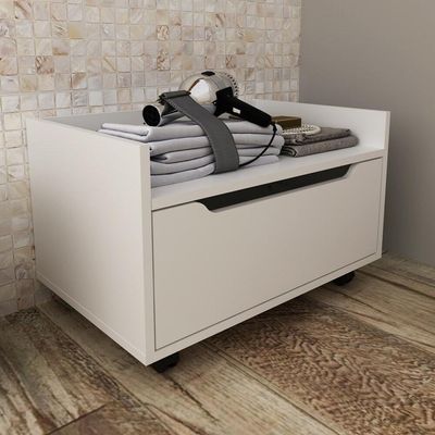 Gabinete Banheiro 60cm Com 1 Gaveta E Rodízios Multimóveis Cr10124 Branco Branco