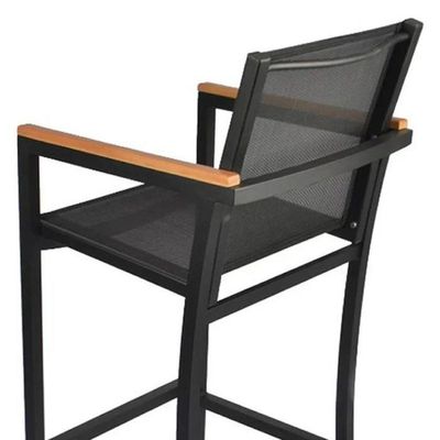 Banqueta Para Bancada De Bar E Balcão Em Alumínio Tela Sling Preto
