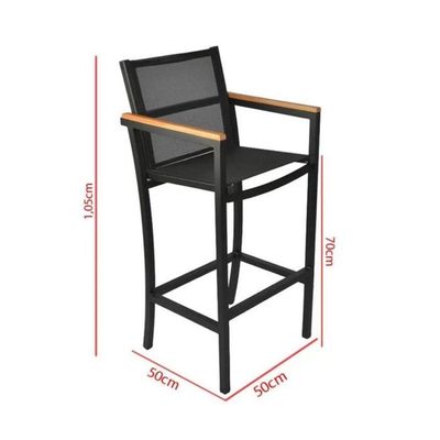 Banqueta Para Bancada De Bar E Balcão Em Alumínio Tela Sling Preto