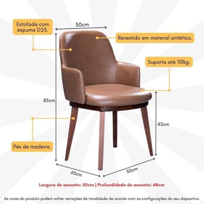 Cadeira De Jantar Estofada Com Pés Madeira Multimóveis Cr50093 Caramelo Caramelo
