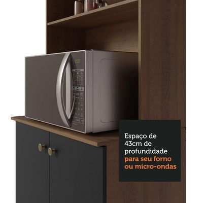 Armário Cozinha Compacta Quiosque 235cm Rustic/preto