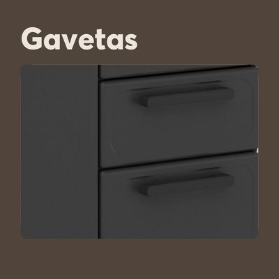 Cozinha Compacta De Aço 6 Portas 3 Vidros 2 Gavetas Bertolini Grafite