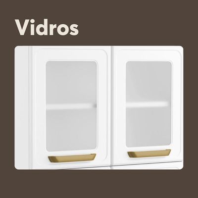 Armário De Aço 6 Portas 2 Vidros Bella Bertolini Branco