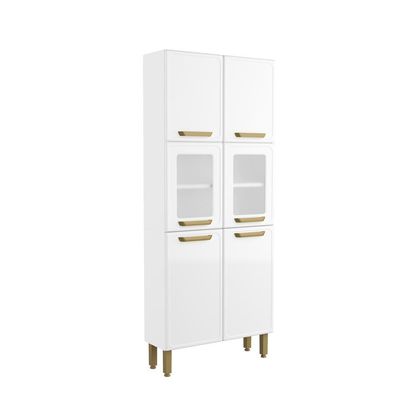 Armário De Aço 6 Portas 2 Vidros Bella Bertolini Branco