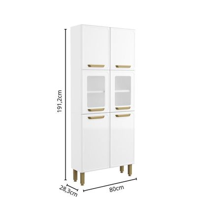 Armário De Aço 6 Portas 2 Vidros Bella Bertolini Branco