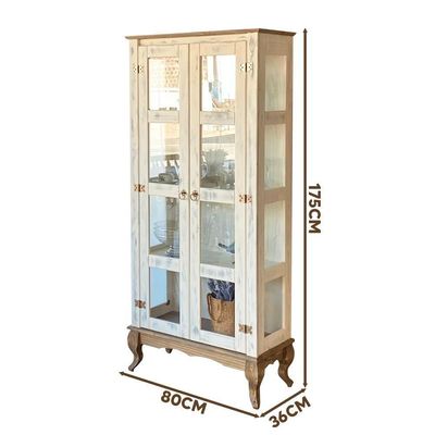 Cristaleira Madeira Maciça 2 Portas Vidro Lateral Branco Garapa D113vl Shop Jm