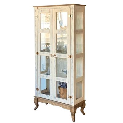 Cristaleira Madeira Maciça 2 Portas Vidro Lateral Branco Garapa D113vl Shop Jm