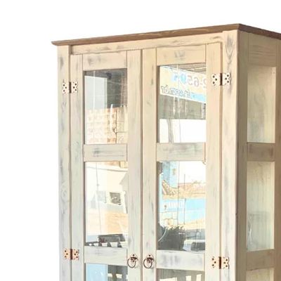 Cristaleira Madeira Maciça 2 Portas Vidro Lateral Branco Garapa D113vl Shop Jm