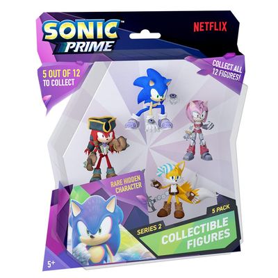 Kit 5 Bonecos Col 6,5cm Tails, Knuckles Pirata, Rose, Sonic