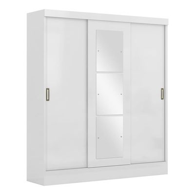 Guarda-Roupa Maxel Móveis Plata com 3 Portas 3 Gavetas e Espelho Branco