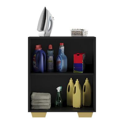 Armário Lavanderia Com 2 Portas Multimóveis Preto/natural