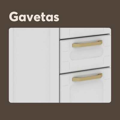 Balcão De Aço Tampo 3 Portas 2 Gavetas Linha Colors Bertolini Branco