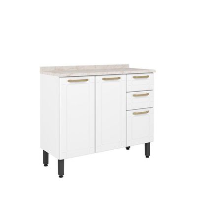Balcão De Aço Tampo 3 Portas 2 Gavetas Linha Colors Bertolini Branco