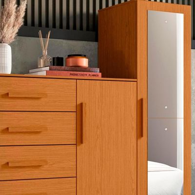 Cômoda 5 Gavetas Para Tv Até 50 Polegadas Espelho Cinamomo Nexus Shop Jm